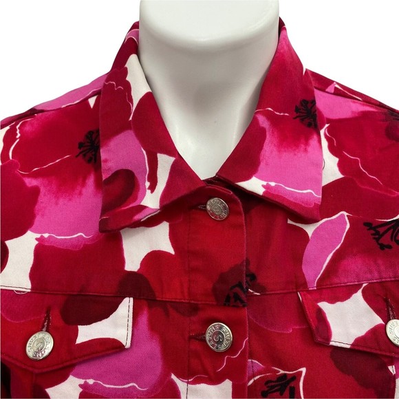 Lot of 3 Womens Tops Jacket Combo Large Blouse Tee Floral Pink Red Sweetheart - Picture 7 of 12